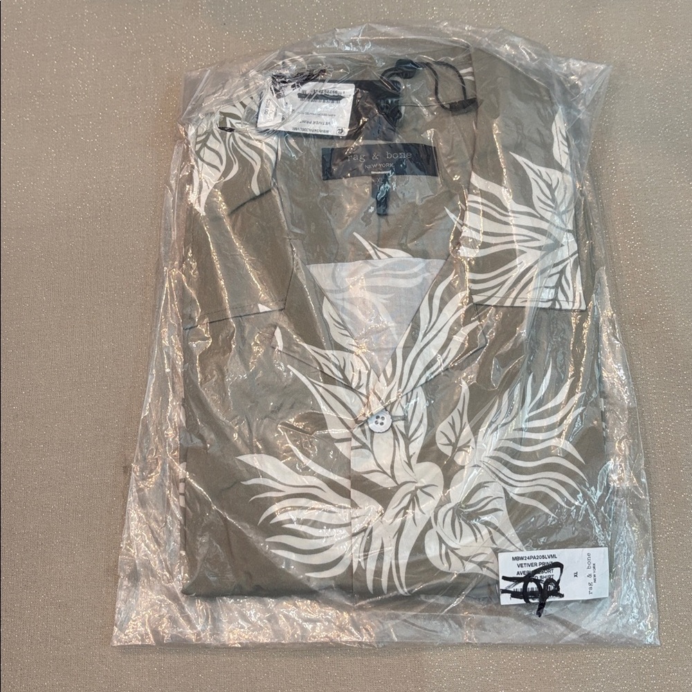 Rag & Bone Avery Floral Lyocell Camp Shirt In Vetiver Print - size XL - NWT - Picture 4 of 5